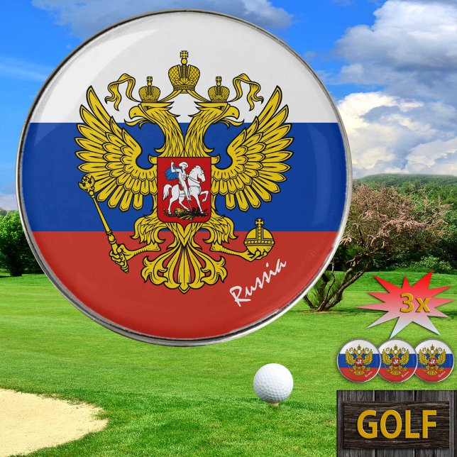 Golfing Russia & Russia Flag holiday Golf / sports Golf Ball Marker (Creator Uploaded)