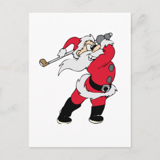 Golfing Santa Christmas Holiday Postcard