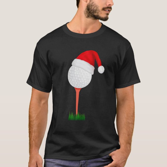 Golfing Santa Christmas Pajamas Sport Boys Men Fun T-Shirt (Front)