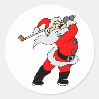 Golfing Santa Classic Round Sticker