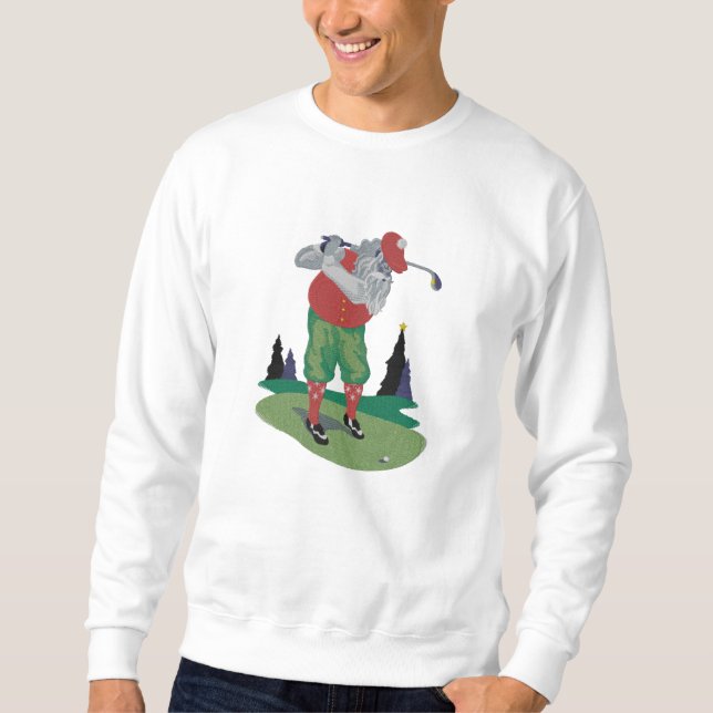 Golfing Santa Claus Embroidered Sweatshirt (Front)
