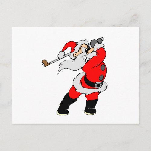 Golfing Santa Holiday Postcard