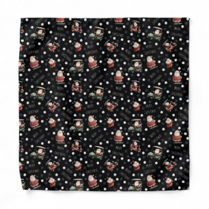 Golfing Santa on Black Bandana
