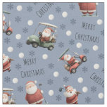 Golfing Santa on Dark Gray-Blue Fabric