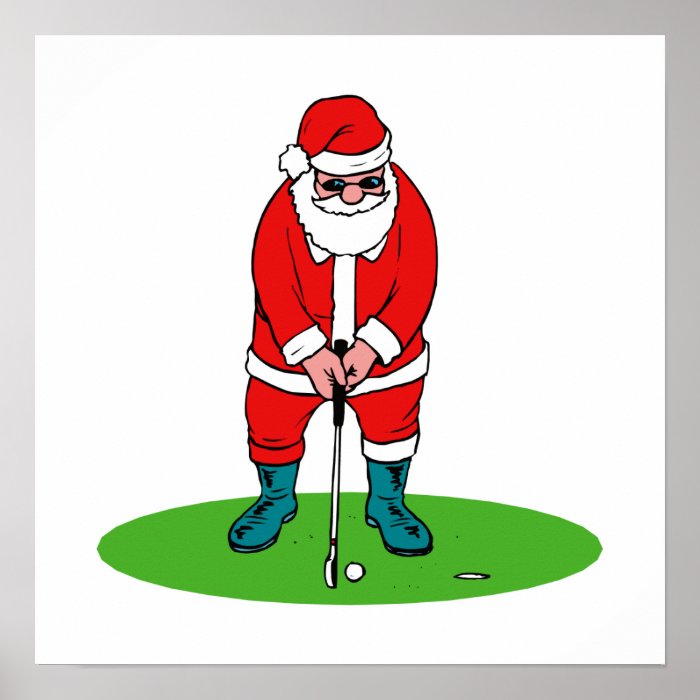 Golfing Santa Poster