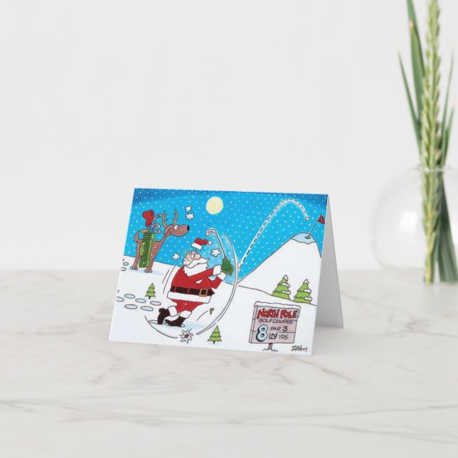 **GOLFING SANTA** SAY MERRY CHRISTMAS & NEW YEAR HOLIDAY CARD (Front)