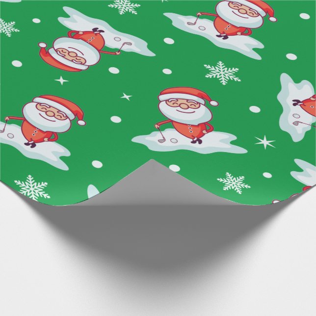 Golfing Santa Wrapping Paper (Corner)