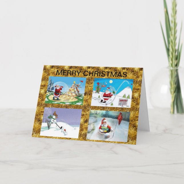 Golfing Santas Christmas Card (Front)