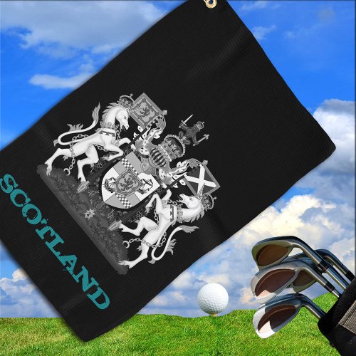 Golfing Scotland  Scottish coat of arms  flag Golf Towel