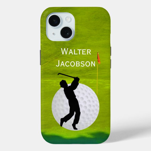 Golfing silhouette Golfer, Ball, Green personalize Case-Mate iPhone Case (Back)