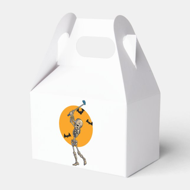 Golfing Skeleton Halloween Men Golf Halloween Golf Favor Boxes (Front Side)