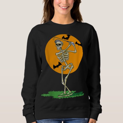 Golfing Skeleton Halloween Men Golf Halloween Golf Sweatshirt