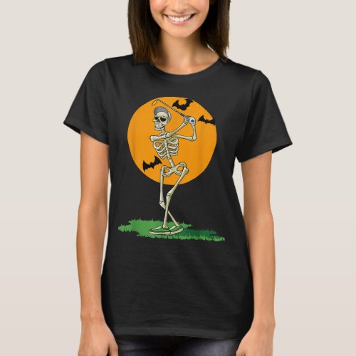 Golfing Skeleton Halloween Men Golf Halloween Golf T_Shirt