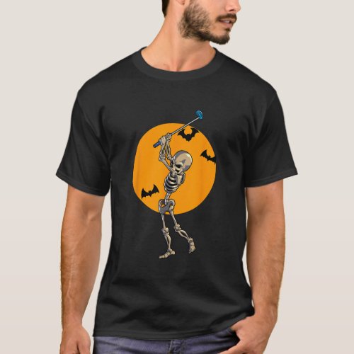 Golfing Skeleton Halloween Men Golf Halloween Golf T_Shirt