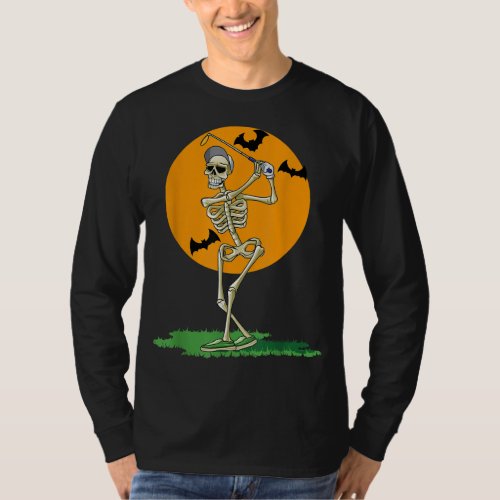 Golfing Skeleton Halloween Men Golf Halloween Golf T_Shirt