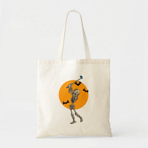 Golfing Skeleton Halloween Men Golf Halloween Golf Tote Bag