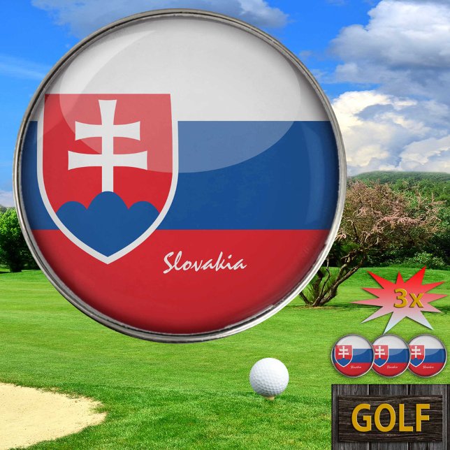 Golfing Slovakia & Slovakia Flag /Golf Ball Marker (Creator Uploaded)