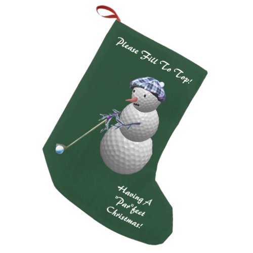 Golfing Snowman Christmas Small Christmas Stocking