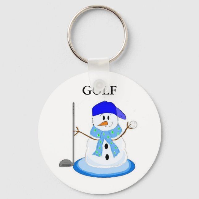 Golfing Snowman Keychain (Front)
