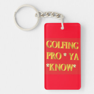 Golfing sports design red and gold large text keychain