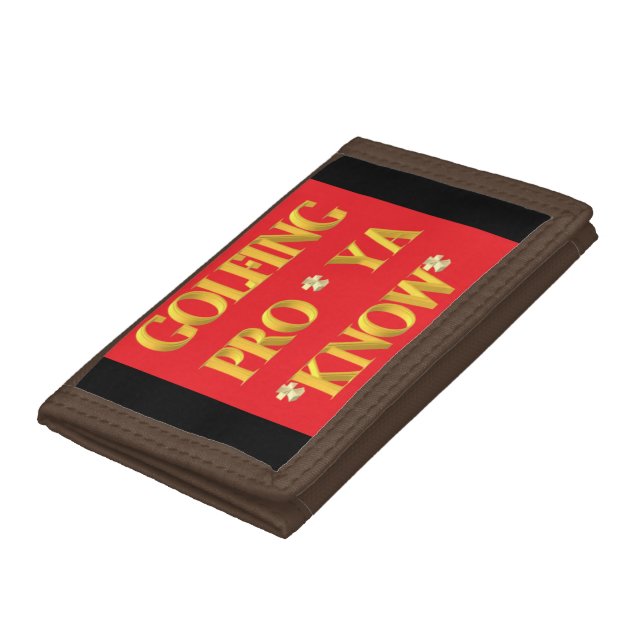 Golfing sports design red and gold large text trifold wallet (Bottom)