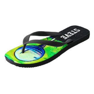 Golfing Sports Diamond Plate Name Flip Flops