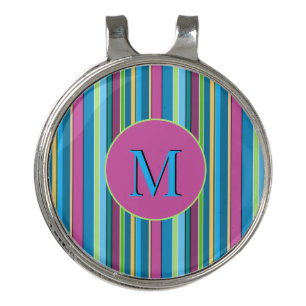 Golfing Summer Stripes Purple Turquoise Golf Towel Hat Clip