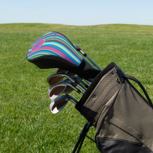 Golfing Summer Stripes Purple Turquoise Golf Towel Head Cover