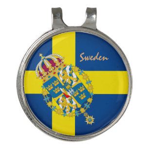 Golfing Sweden & Swedish Flag /Golf Ball Marker Go Golf Hat Clip