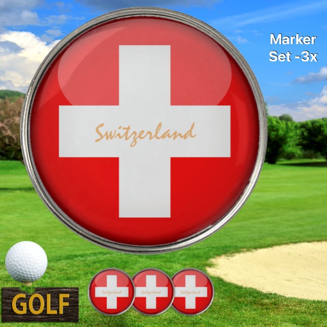 Golfing Switzerland & Swiss Flag /Golf Ball Marker (Creator Uploaded)