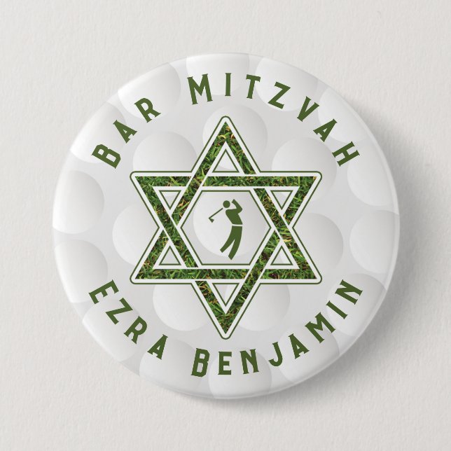 Golfing Theme Golf Bar Mitzvah Button (Front)