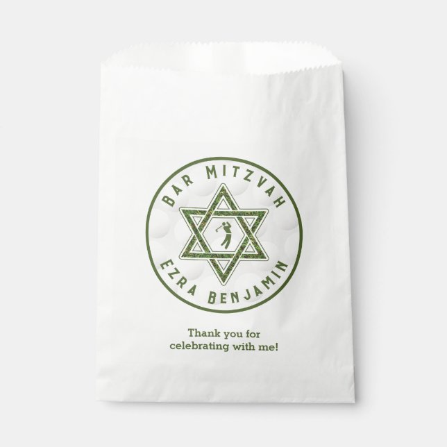 Golfing Theme Golf Bar Mitzvah Favor Bag (Front)