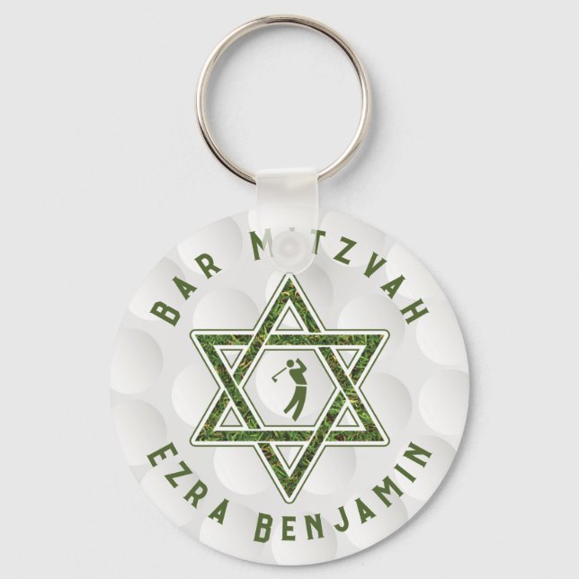 Golfing Theme Golf Bar Mitzvah Keychain (Front)