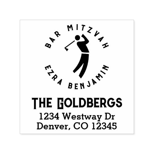 Golfing Theme Golf Bar Mitzvah Return Address Self_inking Stamp