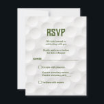 Golfing Theme Golf Bar Mitzvah RSVP Card<br><div class="desc">Golf themed Bar Mitzvah RSVP reply card with a golfball background. This golfing Bar Mitzvah reply card is stylish and modern. This golf themed Bar Mitzvah response card features a subtle dimpled golfball background. The colors on this elegant golfing themed Bar Mitzvah RSVP card are white and green. If you're...</div>