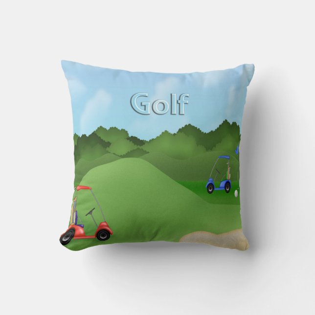 Golfing Throw Pillow (Front)