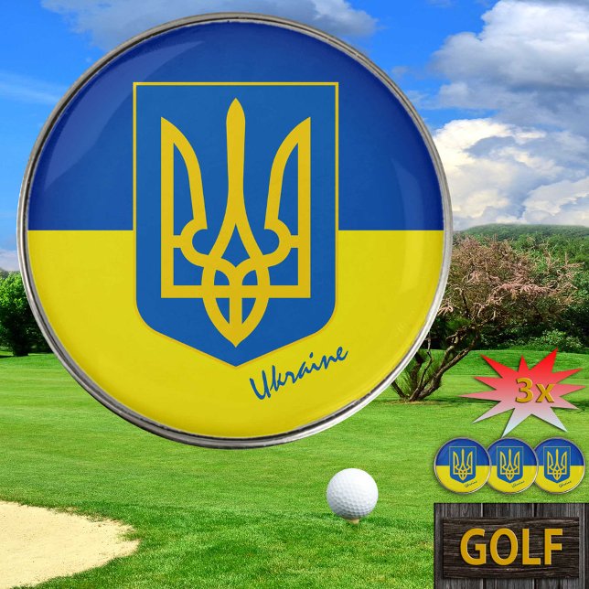 Golfing Ukraine & Ukrainian Flag /Golf Ball Marker (Creator Uploaded)