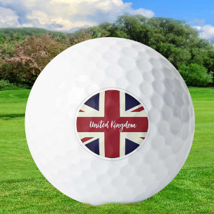 Golfing United Kingdom & British Flag / Vintage Golf Balls
