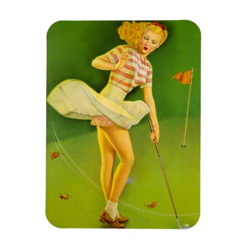Golfing Vintage Pin Up Girl Magnet