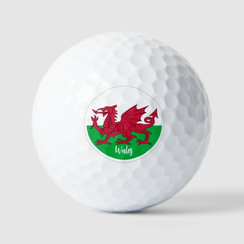 Golfing Wales  Welsh Flag Cymru  Golf Ball