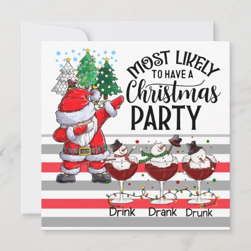  Golfing with Santa Claus Christmas Party golfer Invitation