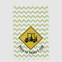 Golfing Yield Sign Green Chevron Golf Towel