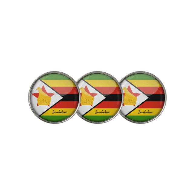Golfing Zimbabwe & Zimbabwe Flag /Golf Ball Marker (3 Up)