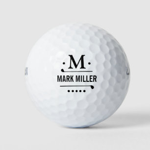 Golfplayer Cool & Custom Black Monogram Golf Balls