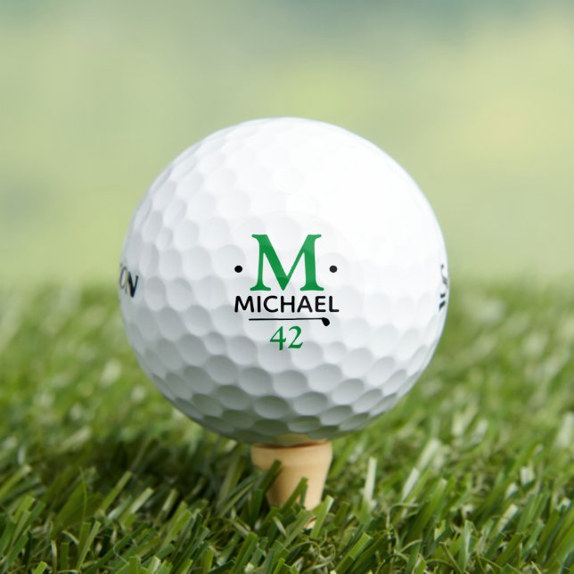 Golfplayer's Custom Green Monogram Golf Balls (Insitu Tee)