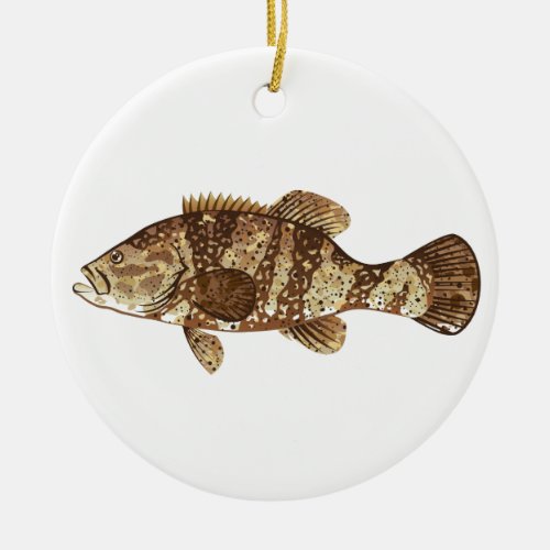 Goliath Grouper Gamefish ocean vector illustration Ceramic Ornament