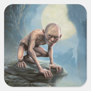Gollum™ With Moon Square Sticker by lordoftherings at Zazzle