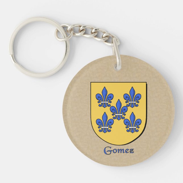 Gomez Historical Shield with Spanish Flag Keychain (Front)