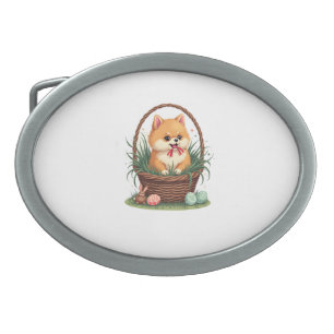 Gomi's Easter Mess Vintage Cute Easter Dog Vector Belt Buckle