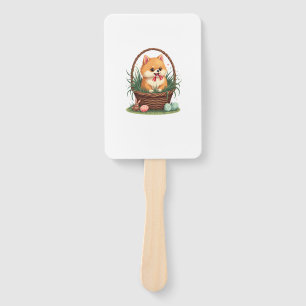 Gomi's Easter Mess Vintage Cute Easter Dog Vector  Hand Fan